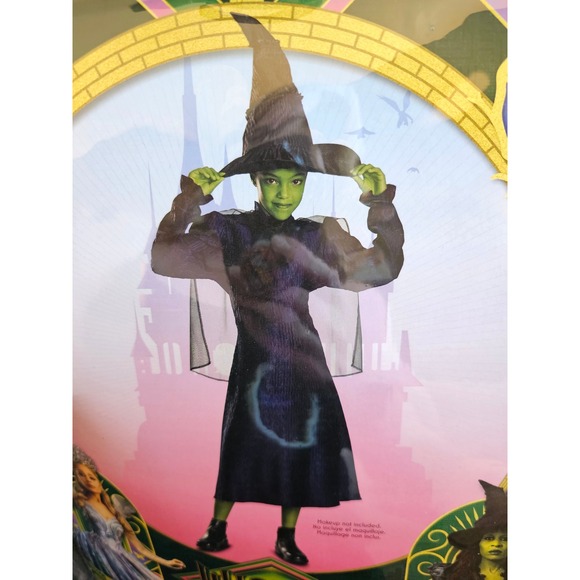 Disguise Wicked Elphaba Child Costume Dress Cape Hat S/P 4-6X Dress Up Witch NEW - Picture 1 of 8